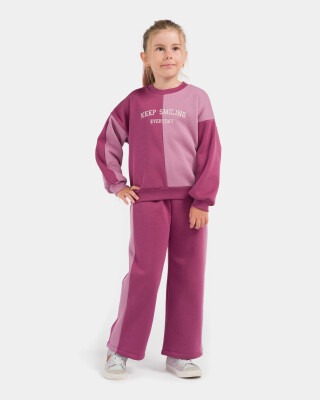 Wholesale Girls 2-Piece Sweatshirts and Pants Set 7-10Y Miniloox 1054-23863 Темно-фиолетовый