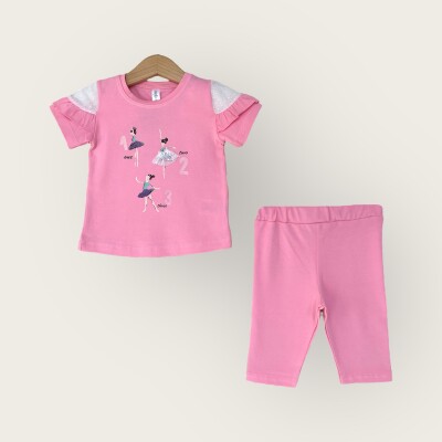 Wholesale Girls 2-Piece T-Shirt and Capri Set 1-4Y Algiy Mini 2047-3310TK Розовый 