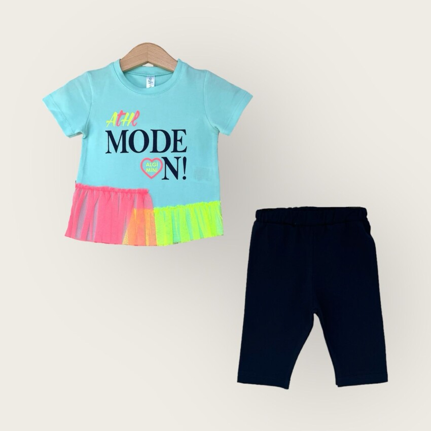 Wholesale Girls 2-Piece T-Shirt and Capri Set 1-4Y Algiy Mini 2047-3510TK - 5