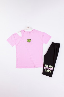 Wholesale Girls 2-Piece T-shirt and Leggings Set 10-13Y Tuffy 1099-9651 Светло- розовый 