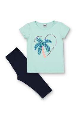 Wholesale Girls 2-Piece T-shirt and Leggings set 8-14Y Elnino 1025-22254 Мятно-зеленый