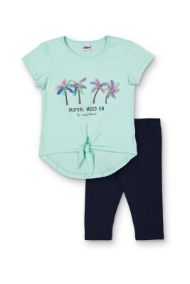 Wholesale Girls 2-Piece T-shirt and Leggings set 8-14Y Elnino 1025-22256 Мятно-зеленый