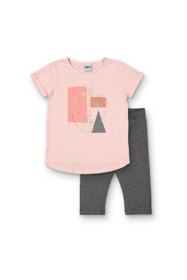 Wholesale Girls 2-Piece T-shirt and Leggings set 8-14Y Elnino 1025-22257 Лососевый цвет