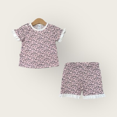 Wholesale Girls 2-Piece T-Shirt and Shorts Set 1-4Y Algiy Mini 2047-2823 Розовый 