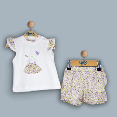 Wholesale Girls' 2-Piece T-Shirt and Shorts Set 2-5Y Timo 1018-TK4DT202242242 - 2