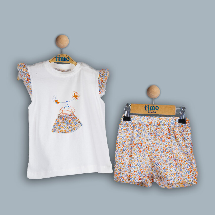 Wholesale Girls' 2-Piece T-Shirt and Shorts Set 2-5Y Timo 1018-TK4DT202242242 - 3