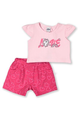 Wholesale Girls 2-Piece T-shirt and Shorts Set 3-6Y Elnino 1025-22207 Розовый 