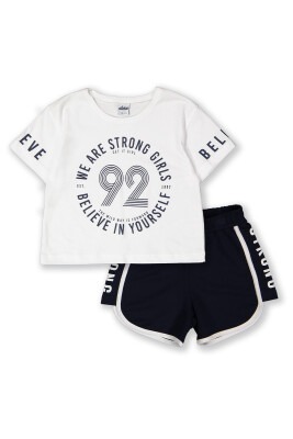 Wholesale Girls 2-Piece T-shirt and Shorts Set 8-14Y Elnino 1025-22251 Белый 