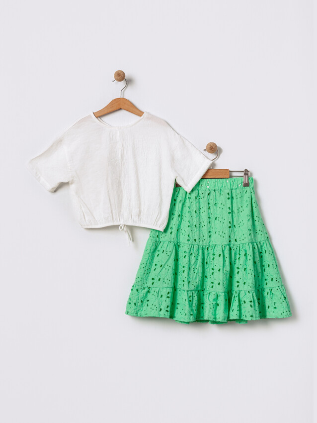 Wholesale Girl's 2-piece T-shirt and Skirt Set 5-8Y Pafim 2041-2025Y1014 - 1