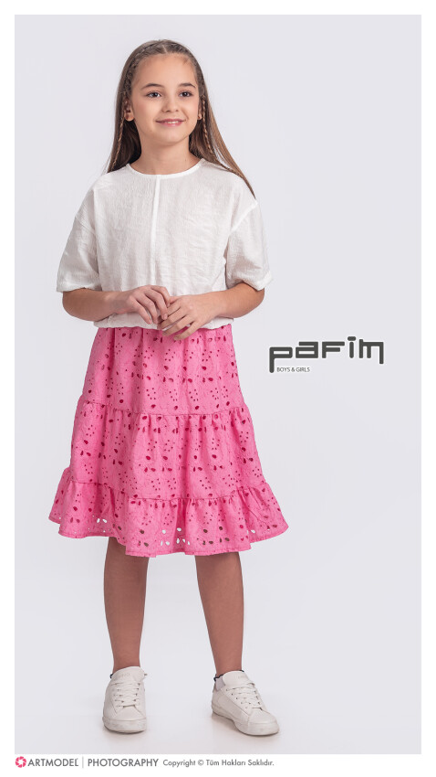 Wholesale Girl's 2-piece T-shirt and Skirt Set 5-8Y Pafim 2041-2025Y1014 - 3