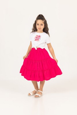 Wholesale Girls 2-Piece T-Shirt and Skirt Set 7-10Y Büşra Bebe 1016-24143 - Büşra Bebe