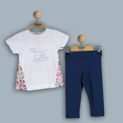 Wholesale Girls 2-Piece T-Shirt and Tights Set 2-5Y Timo 1018-TK4DÜ012243702 Белый 