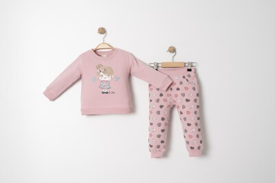 Wholesale Girls 2-Piece Tracksuit Set 1-4Y Sani 1068-20035 Розовый 