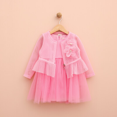 Wholesale Girls 2-Piece Tulle Dress and Bolero Set 2-5Y Lilax 1049-6363 Розовый 