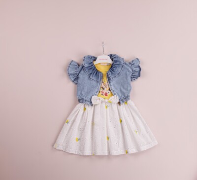 Wholesale Girls 2-Piece Tulle Dress Set with Denim Jacket 1-4Y BabyRose 1002-4011 - 1