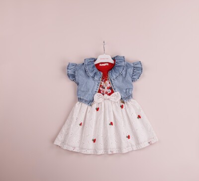 Wholesale Girls 2-Piece Tulle Dress Set with Denim Jacket 1-4Y BabyRose 1002-4011 - Babyrose (1)