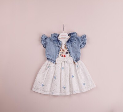 Wholesale Girls 2-Piece Tulle Dress Set with Denim Jacket 1-4Y BabyRose 1002-4011 - 3