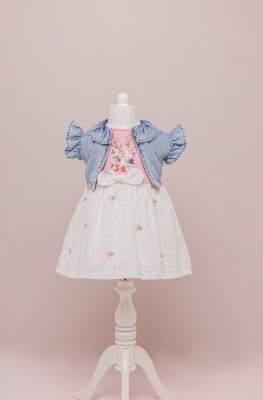Wholesale Girls 2-Piece Tulle Dress Set with Denim Jacket 1-4Y BabyRose 1002-4011 - 4
