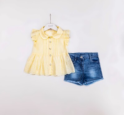 Wholesale Girls 2-Pieces Blouse and Short Set 2-5Y Sani 1068-2367 - Sani (1)