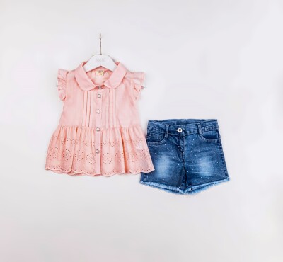 Wholesale Girls 2-Pieces Blouse and Short Set 2-5Y Sani 1068-2367 - 4