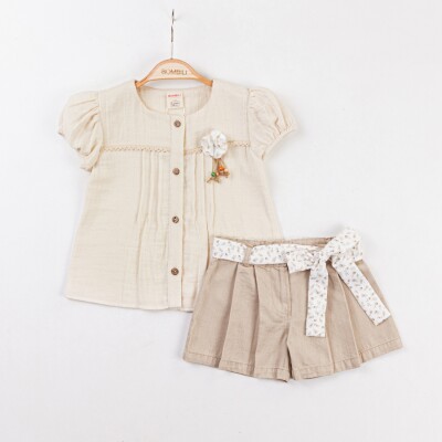 Wholesale Girls 2-Pieces Blouse and Skirt Set 2-5Y Bombili 1004-6635 Бежевый 