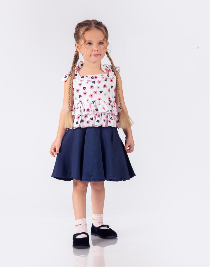 Wholesale Girls 2-Pieces Halter Blouse and Skirt Set 2-5Y Elayza 2023-2278 - 3