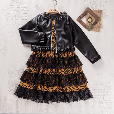 Wholesale Girls 2-Pieces Jacket and Dress Set 5-8Y Elayza 2023-2339 Горчичный