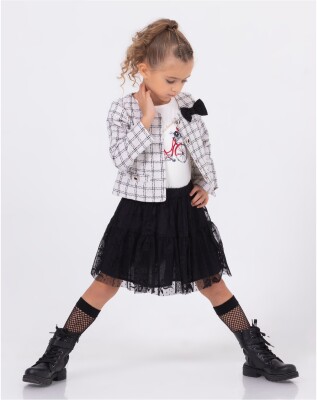 Wholesale Girls 2-Pieces Jacket and Skirt Set 2-5 Yaş Wizzy 2038-3377 Белый 