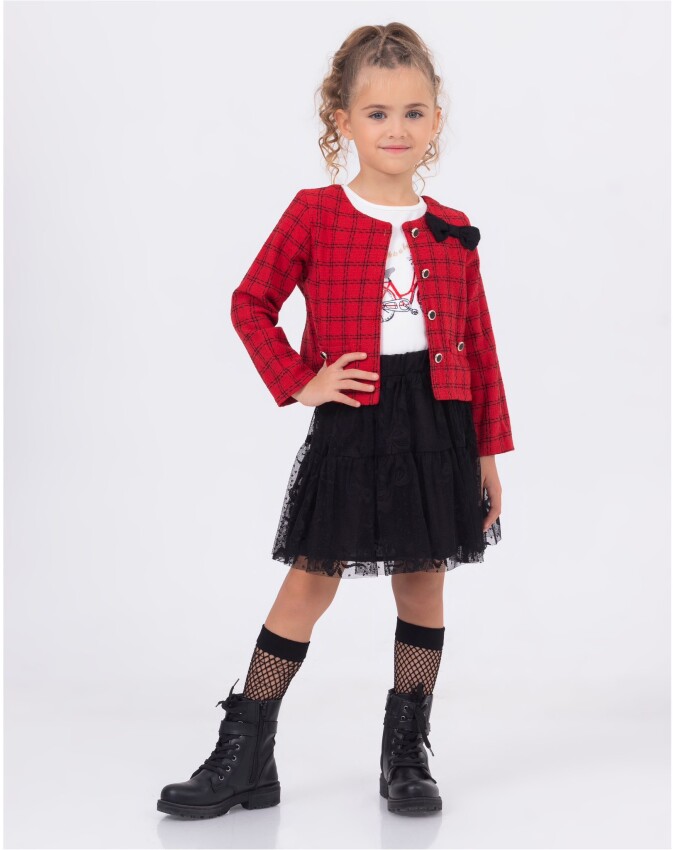 Wholesale Girls 2-Pieces Jacket and Skirt Set 2-5 Yaş Wizzy 2038-3377 - 2