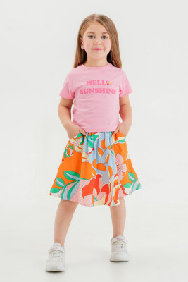 Wholesale Girls 2-Pieces T-shirt and Skirt Set 2-5Y Tuffy 1099-1281 Розовый 