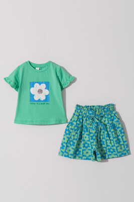 Wholesale Girls 2-Pieces T-shirt and Skirt Set 2-5Y Tuffy 1099-1296 Зелёный 