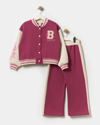 Wholesale Girl's 2pcs Jacket and Trousers Set 5-8Y Miniloox 1054-24428 Нежно-темно фиолетовый 