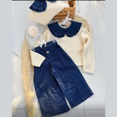 Wholesale Girl's 2pcs Knitwear and Jeans Trousers Set 2-10Y KidsRoom 1031-8060-1 - KidsRoom