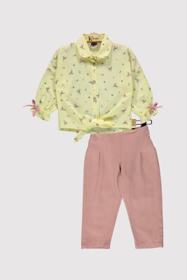 Wholesale Girl's 2pcs Printed Shirt and Trousers Set 2-5Y Kumru Bebe 1075-4313 Жёлтый 