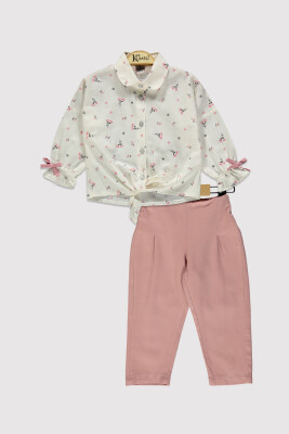 Wholesale Girl's 2pcs Printed Shirt and Trousers Set 2-5Y Kumru Bebe 1075-4313 Экрю