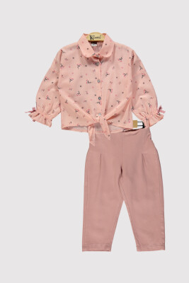 Wholesale Girl's 2pcs Printed Shirt and Trousers Set 2-5Y Kumru Bebe 1075-4313 Лососевый цвет