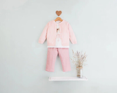 Wholesale Girl's 3-piece Cardigan Body and Trousers Set 1-4Y BabyRose 1002-4708 - 2