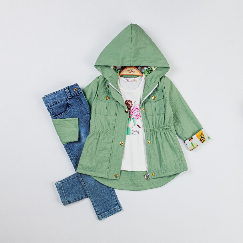 Wholesale Girls 3-Piece Jacket and Denim Pants Set 2-6Y Miss Lore 1055-5509 - 1