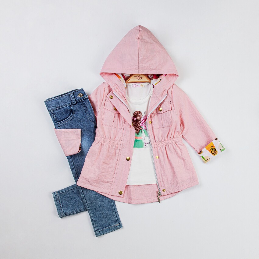 Wholesale Girls 3-Piece Jacket and Denim Pants Set 2-6Y Miss Lore 1055-5509 - 2