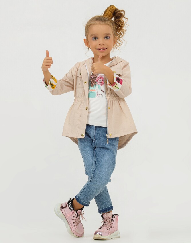 Wholesale Girls 3-Piece Jacket and Denim Pants Set 2-6Y Miss Lore 1055-5509 - 3