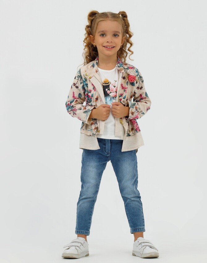 Wholesale Girls 3-Piece Jacket, Badi and Denim Pants Set 2-6Y Miss Lore 1055-5519 - 2