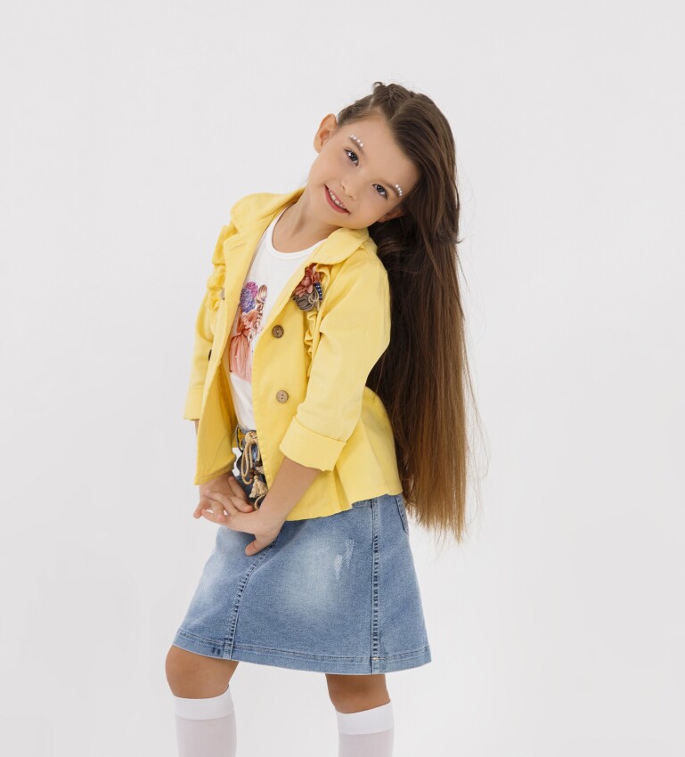 Wholesale Girls 3-Piece Jacket, Badi and Denim Skirt Set 2-6Y Miss Lore 1055-5518 - 1