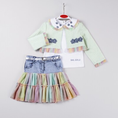 Wholesale Girls 3-Piece Jacket, Badi and Skirt Set 1-4Y Bombili 1004-6320 - Bombili