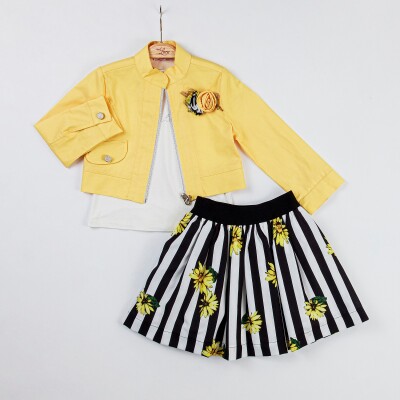 Wholesale Girls 3-Piece Jacket, Badi and Skirt Set 2-6Y Miss Lore 1055-5306 Жёлтый 