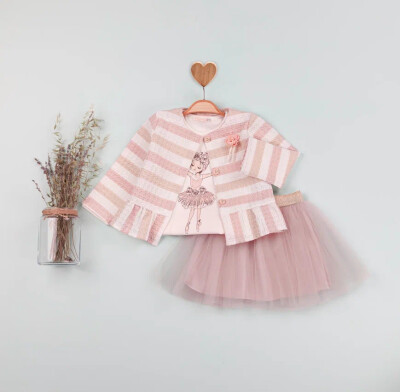 Wholesale Girls' 3-Piece Jacket Bodysuit and Tulle Skirt Set 1-4Y BabyRose 1002-4617 - Babyrose