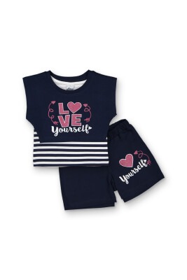 Wholesale Girls 3-Piece T-shirt and Shorts set 3-6Y Elnino 1025-22212 Темно-синий