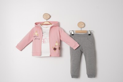 Wholesale Girls 3-Piece Tracksuit Set 1-4Y Sani 1068-20027 Светло- розовый 