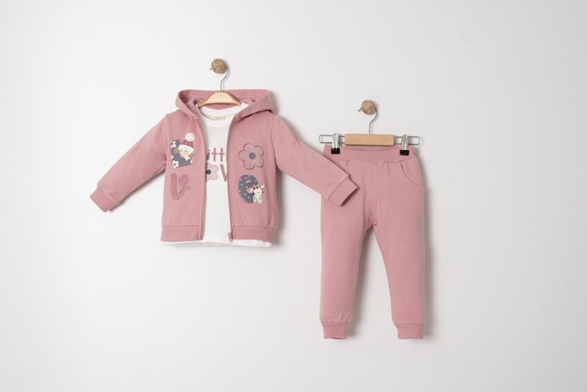 Wholesale Girls 3-Piece Tracksuit Set 1-4Y Sani 1068-20041 - 1