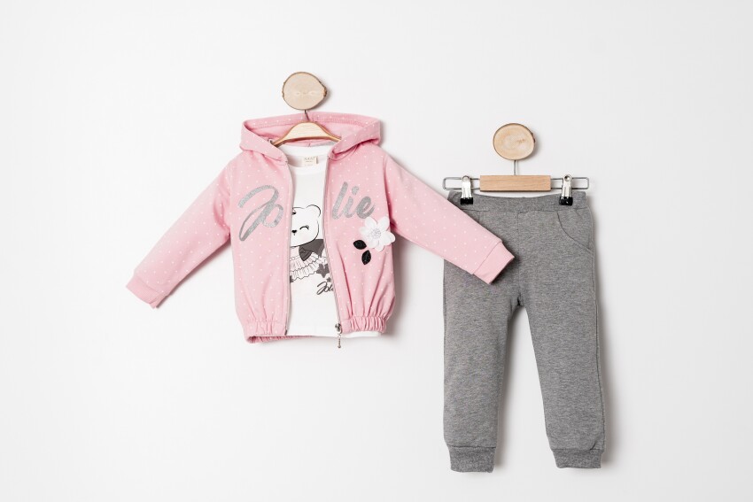 Wholesale Girls 3-Piece Tracksuit Set 1-4Y Sani 1068-20047 - 1