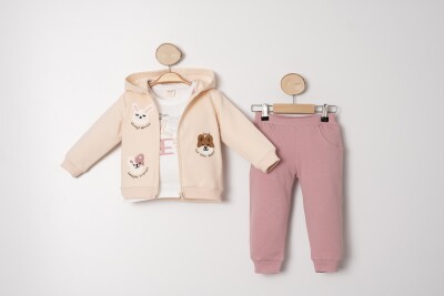 Wholesale Girls 3-piece Tracksuit Set 1-4Y Sani 1068-20054 - Sani (1)